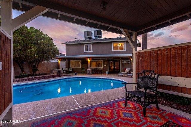 3377 W Grandview Rd, Phoenix, AZ 85053 - view of swimming pool with fence, a fenced in pool, a patio area, and central AC