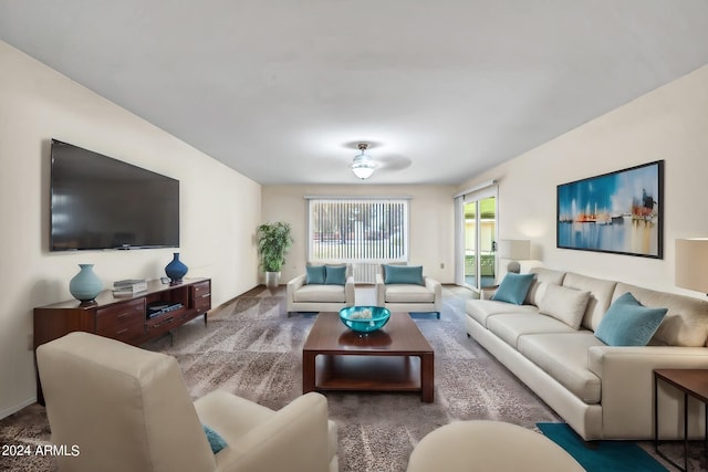 living room with carpet