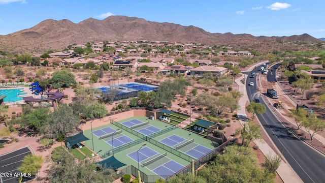 aerial view with a residential view and a mountain view