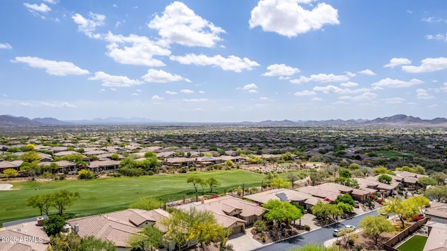 aerial view featuring a mountain view and a residential view