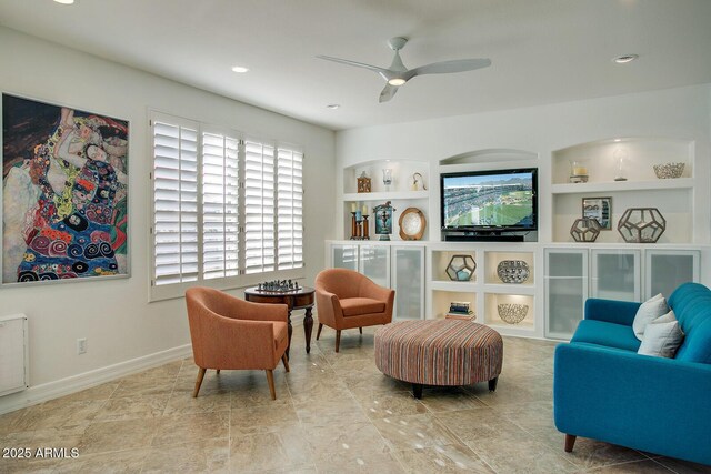 5281 W Quail Ave, Glendale, AZ 85308 - sitting room with built in features, ceiling fan, recessed lighting, and baseboards
