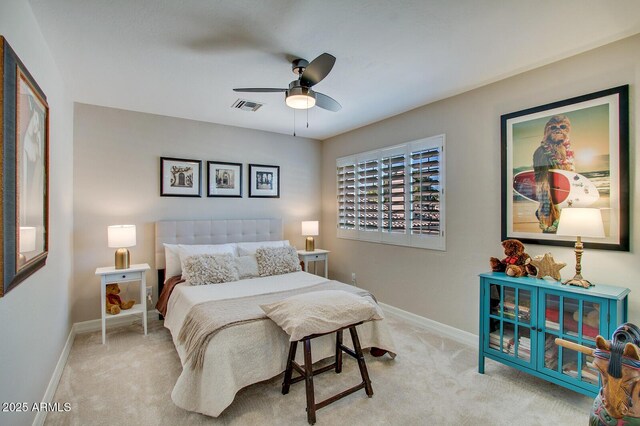 5281 W Quail Ave, Glendale, AZ 85308 - bedroom with carpet, baseboards, and a ceiling fan
