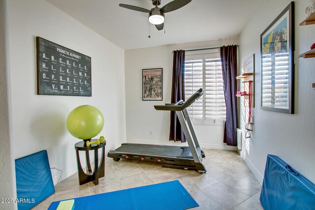 5281 W Quail Ave, Glendale, AZ 85308 - exercise area featuring ceiling fan and baseboards