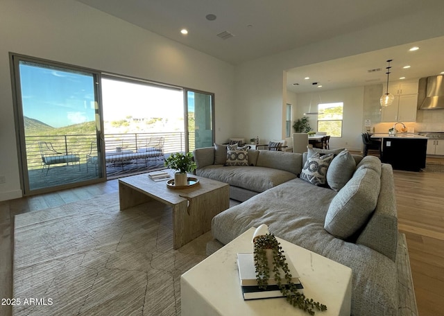 living room featuring light hardwood / wood-style floors