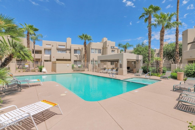 view of pool featuring a patio