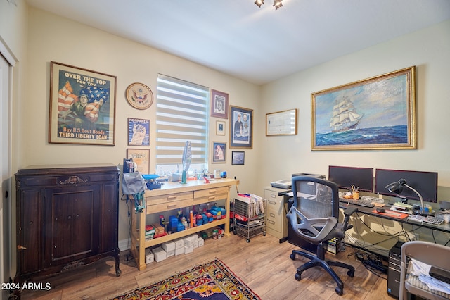 office space featuring hardwood / wood-style flooring