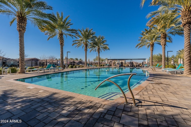 view of pool featuring a patio