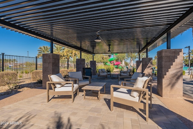 view of patio featuring an outdoor living space