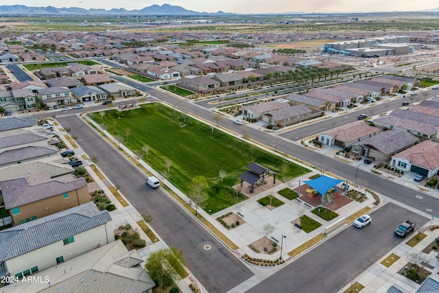 bird's eye view with a mountain view