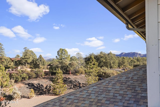 view of patio / terrace with a mountain view