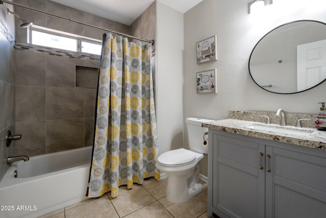 839 W Silver Creek Rd, Gilbert, AZ 85233 - full bathroom featuring vanity, shower / bathtub combination with curtain, and tile patterned flooring