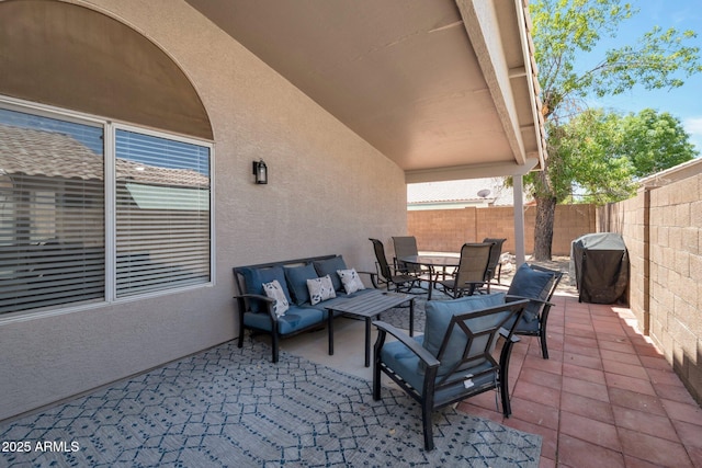 839 W Silver Creek Rd, Gilbert, AZ 85233 - fenced backyard with area for grilling, outdoor dining space, and a patio
