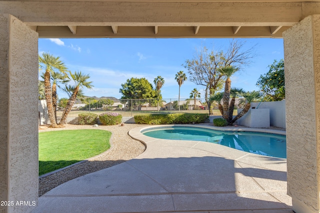 view of swimming pool with a patio