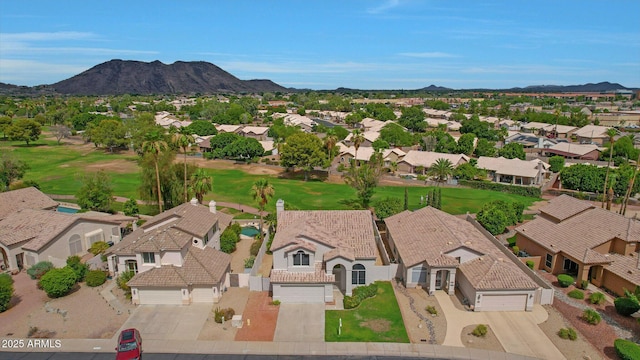 aerial view with a mountain view