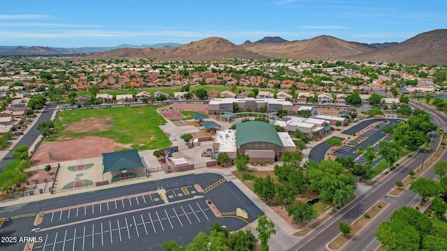 bird's eye view with a mountain view