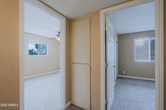 corridor with carpet and baseboards