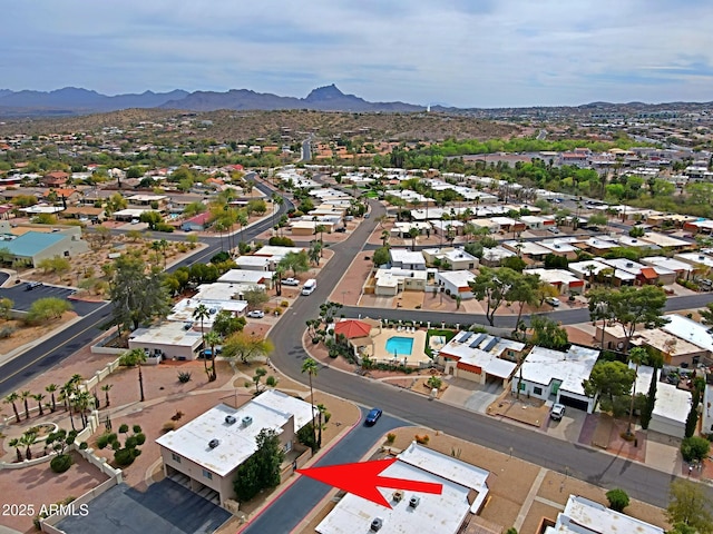 aerial view with a mountain view