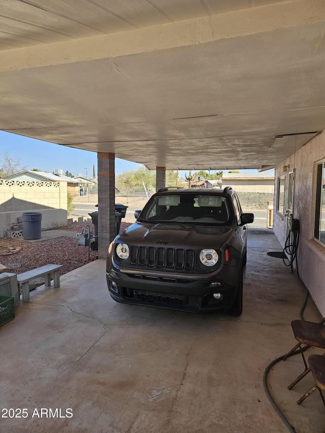 garage with a carport