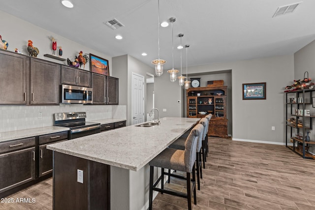 4244 Sawbuck Way, Wickenburg, AZ 85390 - kitchen featuring decorative backsplash, a sink, stainless steel appliances, and visible vents
