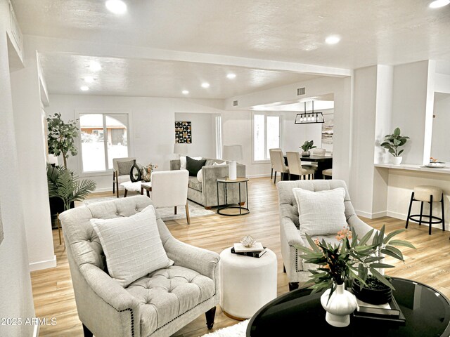 6401 E Eugie Ter, Scottsdale, AZ 85254 - living area with light wood-type flooring, baseboards, and recessed lighting