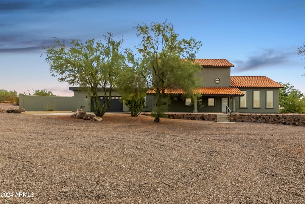 view of front of house with a garage