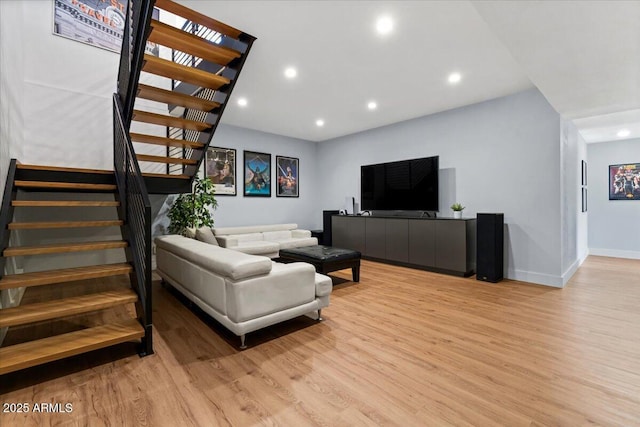 living room with light wood-type flooring