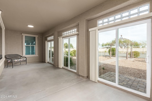 view of unfurnished sunroom