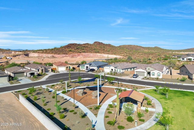 bird's eye view with a mountain view and a residential view