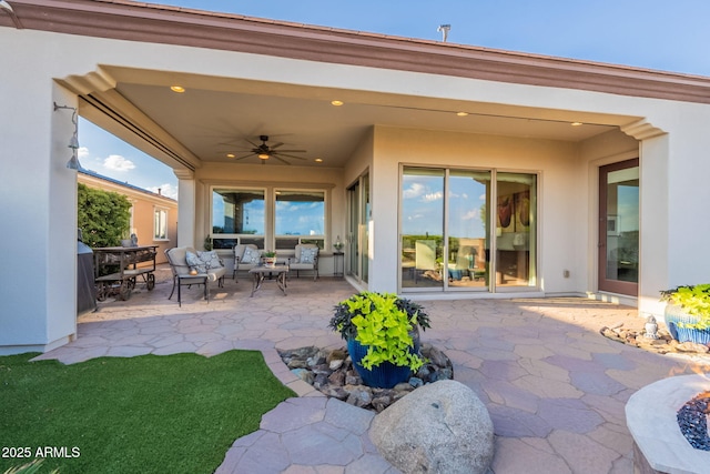 1617 E Copper Holw, Queen Creek, AZ 85140 - view of patio with an outdoor living space and ceiling fan