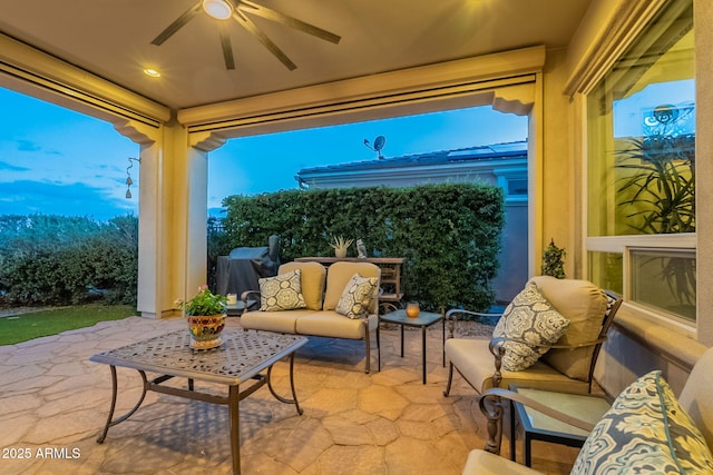 1617 E Copper Holw, Queen Creek, AZ 85140 - view of patio featuring a ceiling fan, an outdoor hangout area, and grilling area