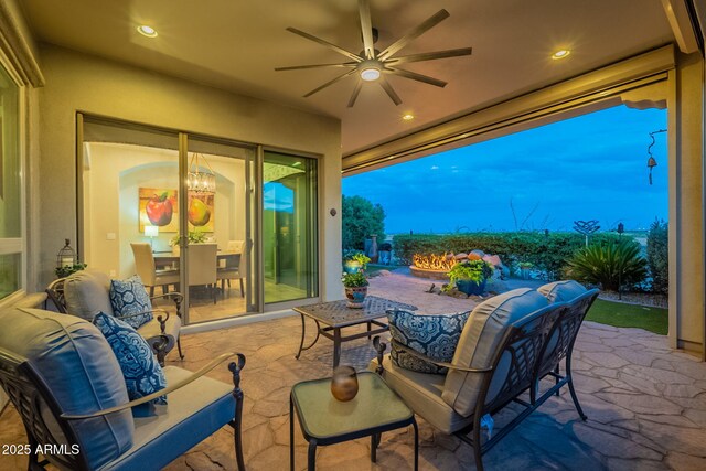 1617 E Copper Holw, Queen Creek, AZ 85140 - view of patio / terrace with outdoor lounge area and ceiling fan