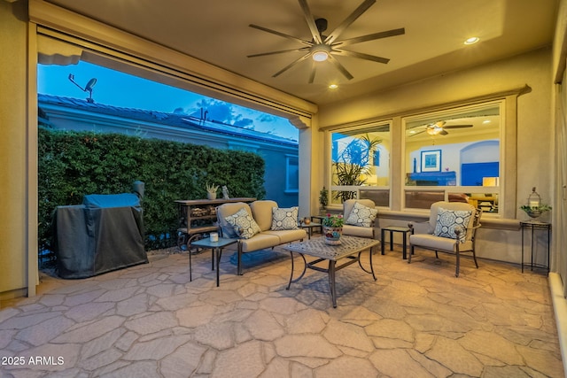 1617 E Copper Holw, Queen Creek, AZ 85140 - view of patio with ceiling fan, area for grilling, and outdoor lounge area