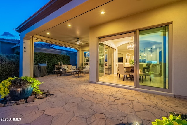 1617 E Copper Holw, Queen Creek, AZ 85140 - view of patio / terrace featuring an outdoor living space and ceiling fan