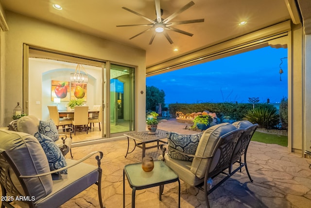 1617 E Copper Holw, Queen Creek, AZ 85140 - view of patio / terrace with ceiling fan and an outdoor hangout area