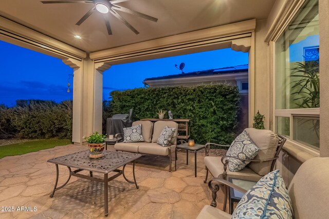1617 E Copper Holw, Queen Creek, AZ 85140 - view of patio featuring an outdoor hangout area and a ceiling fan