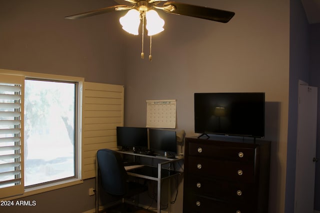 office featuring ceiling fan