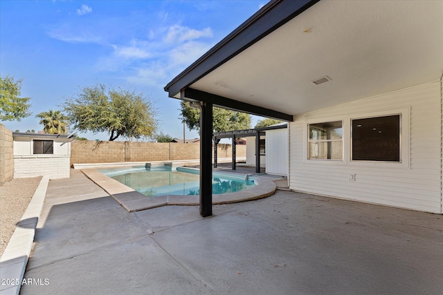 8419 N 51st Dr, Glendale, AZ 85302 - view of swimming pool with a patio area, a fenced in pool, a pergola, and a fenced backyard