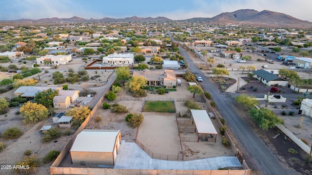 birds eye view of property featuring a residential view and a mountain view