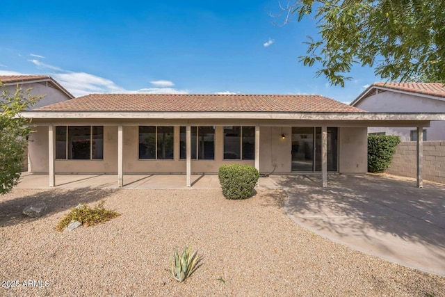 14452 N 98th Pl, Scottsdale, AZ 85260 - rear view of property with a patio area, stucco siding, and a tiled roof