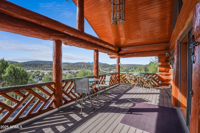 deck featuring a mountain view