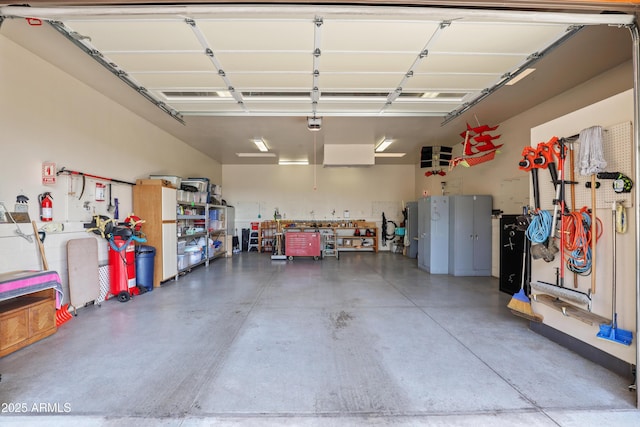 garage with a garage door opener