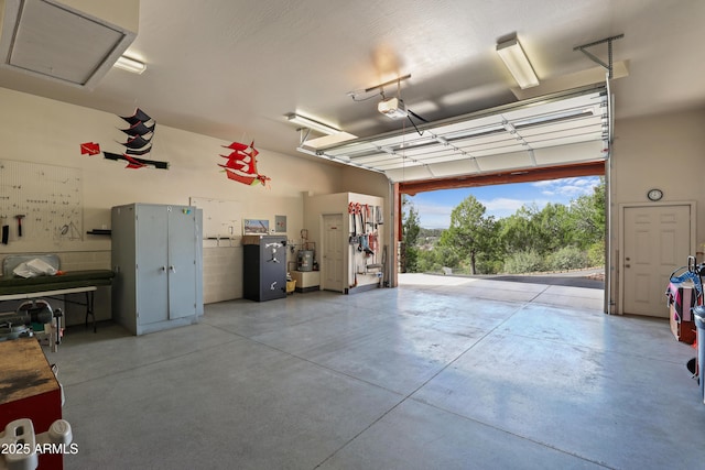 garage with a garage door opener