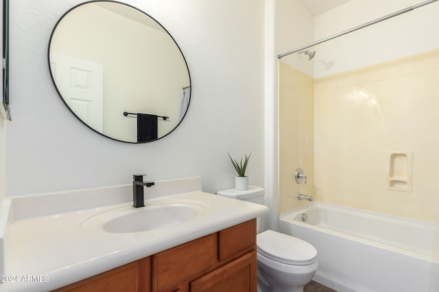 full bathroom featuring toilet, vanity, and shower / bath combination