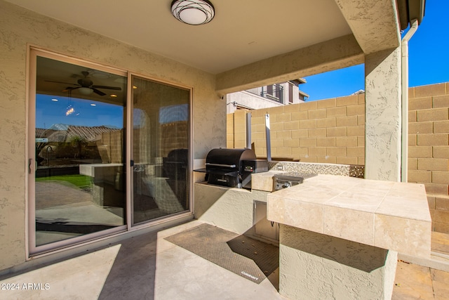 view of patio with area for grilling