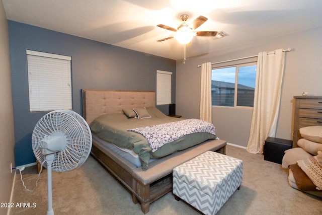 bedroom featuring carpet and ceiling fan