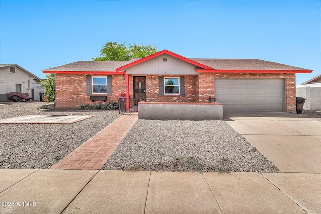 2935 E Covina St, Mesa, AZ 85213 - ranch-style house with brick siding, driveway, and an attached garage