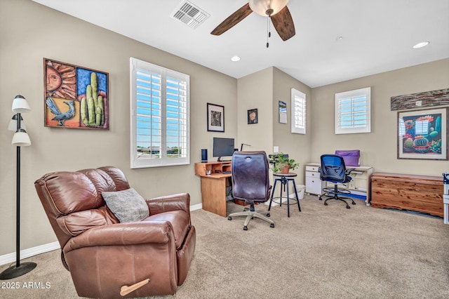 12932 W Cassia Trl, Peoria, AZ 85383 - carpeted home office with a ceiling fan and recessed lighting