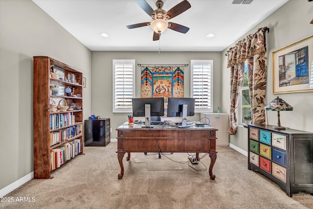 12932 W Cassia Trl, Peoria, AZ 85383 - office featuring a ceiling fan, carpet flooring, and recessed lighting