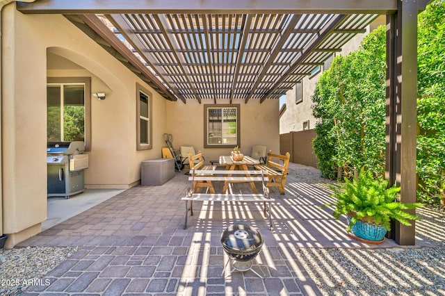 12932 W Cassia Trl, Peoria, AZ 85383 - view of patio / terrace featuring a pergola, area for grilling, and outdoor dining area