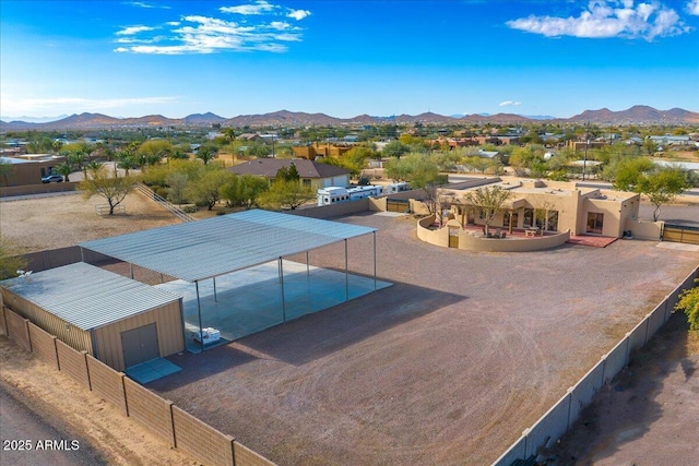 bird's eye view with a mountain view